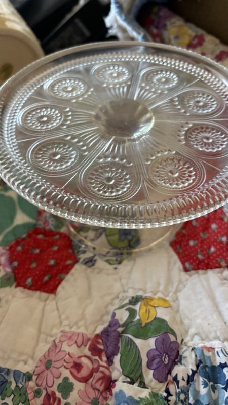 Antique Vintage Mini Cut Glass EAPG Cake Plate Candle Stands Holder Decor gallery