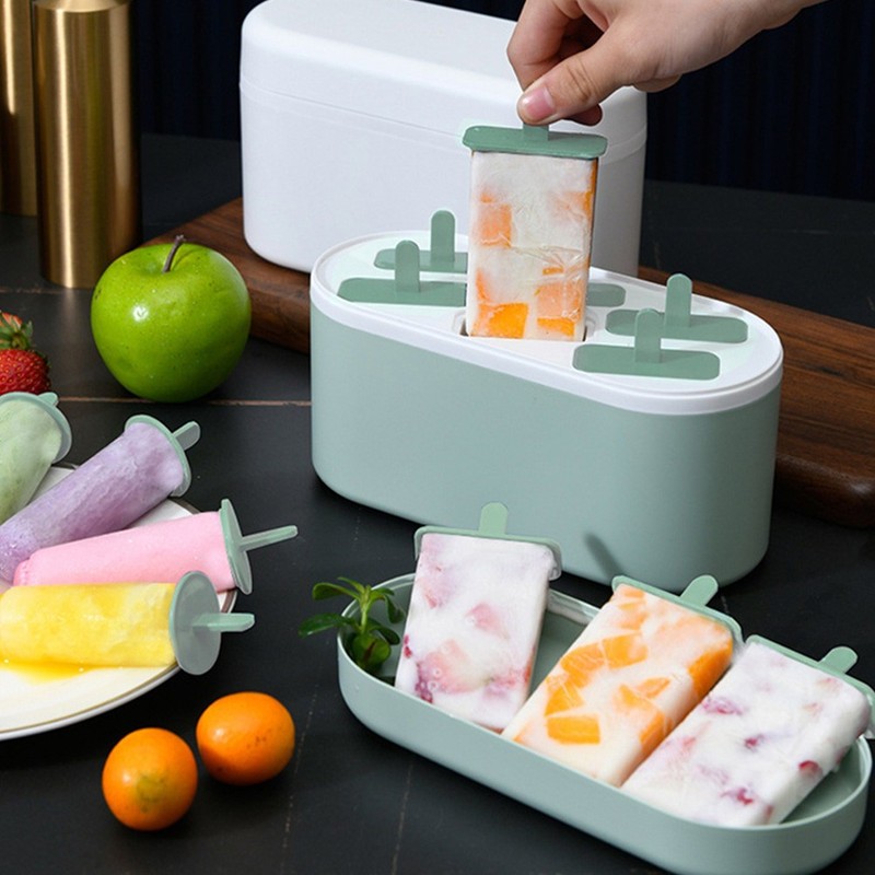 6 Grids Ice Cream Mold DIY Ice Cream Making Tool Ice Pop Mold (Light Green) gallery