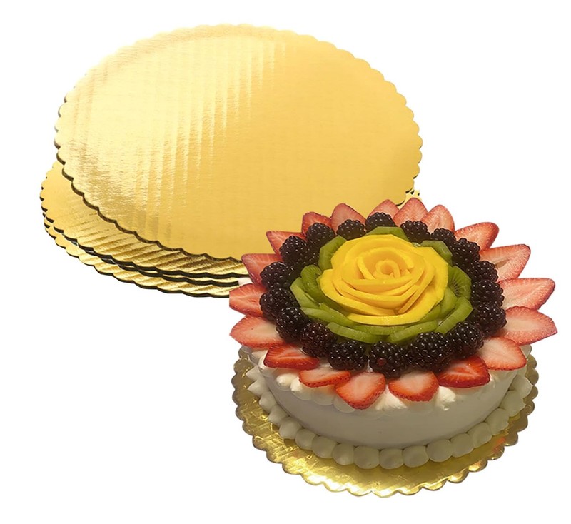 8 Inch Cake Boards Golden 5pcs Round Sturdy Cake Circles Scallop Edge Cakeboa…