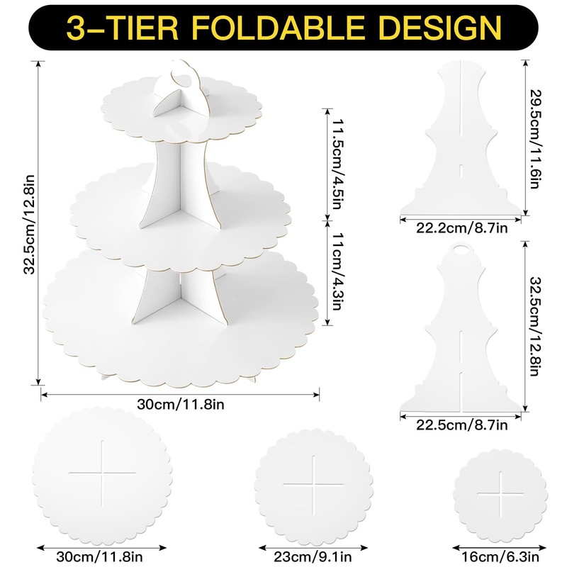 3-Tier Cupcake Stand, Cardboard Cupcake Tower, Dessert Cup Cake Stand Tower f... gallery