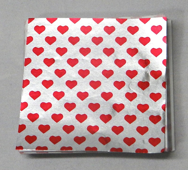 Valentines Heart Candy Foil Wrappers Confectionery Foil 500 ct 3″x3″ 4×4″ 6″x6″