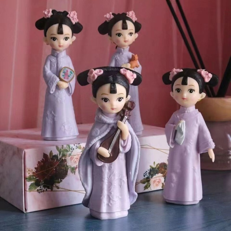 Qing Dynasty Princess doll, Birthday Gift for Girls, Table Decoration, 1 Set