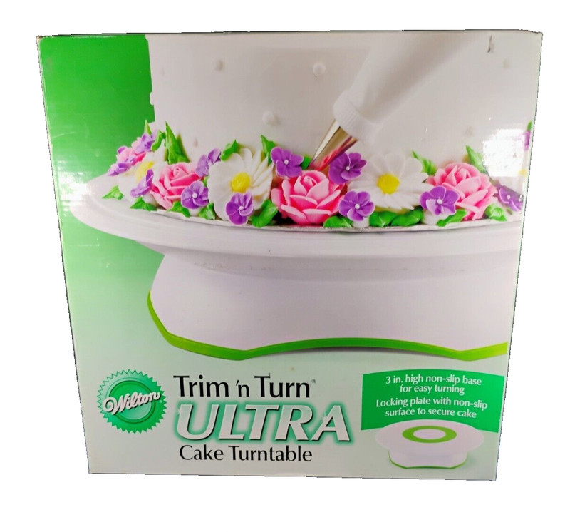 Wilton Ultra Trim-N-Turn Cake Turntable/Lazy Susan Cake Decorating Stand – Locks