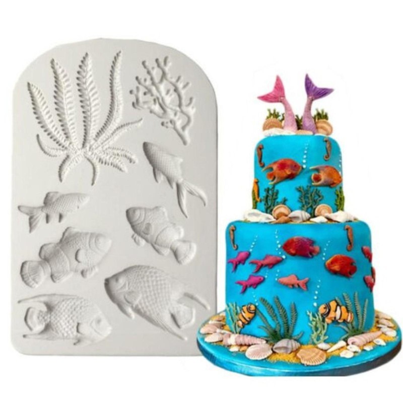 Sea Shell Silicone Mould Cake Sugarcraft Starfish Decorating Icing Fondant Mold gallery