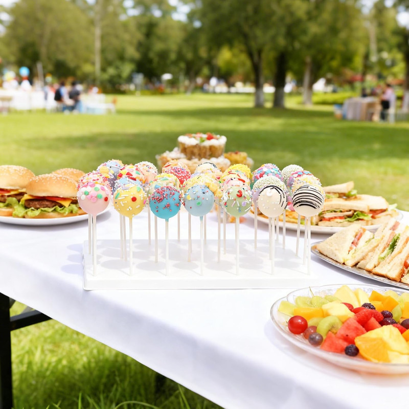 Cake Pop Display Stand Holder, 35 Holes with 100 Pcs Sticks, Bags, Gold Ties - E gallery