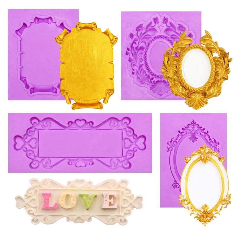 Frame Fondant Silicone Molds, 4 Piece Baroque Picture Frame Molds, for Photo …