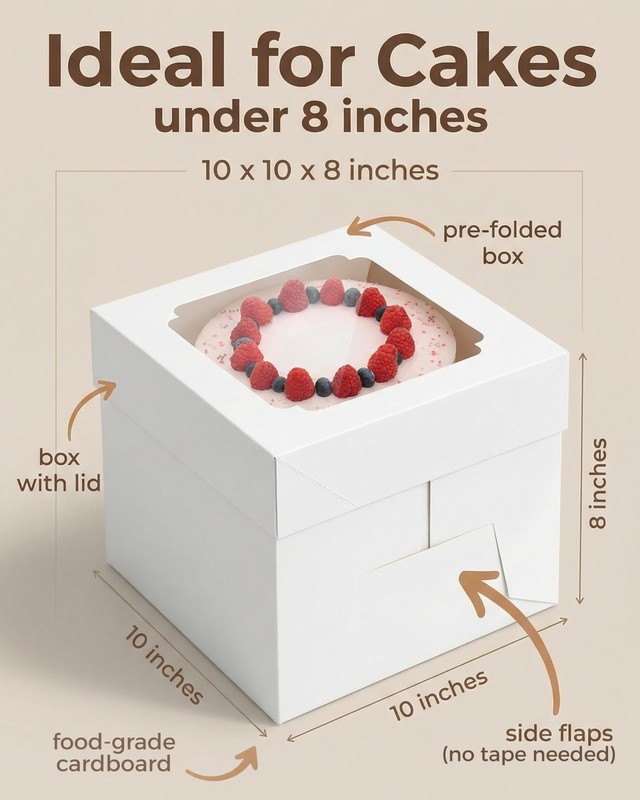 10x10x8 Bulk 15 Pcs Tall Multi-Layer Cake Boxes 10 Inch with Window Clear Bak... gallery