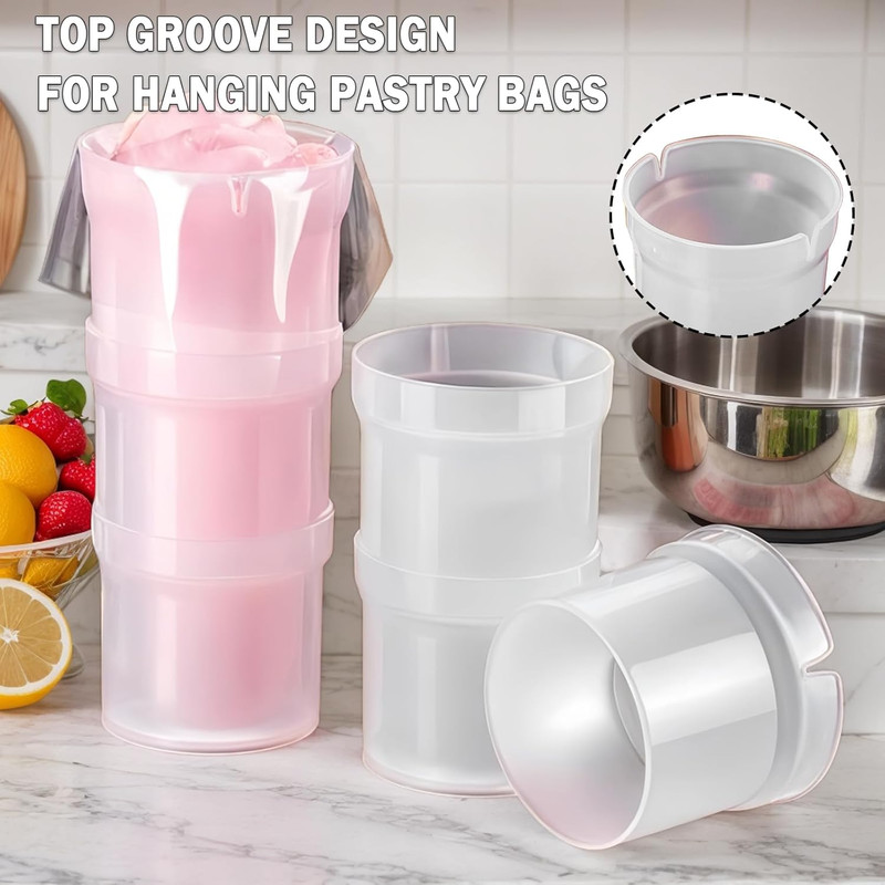 Pastry Piping Bag Holder Stand for Filling, Translucent Clear Plastic Cream Icin gallery