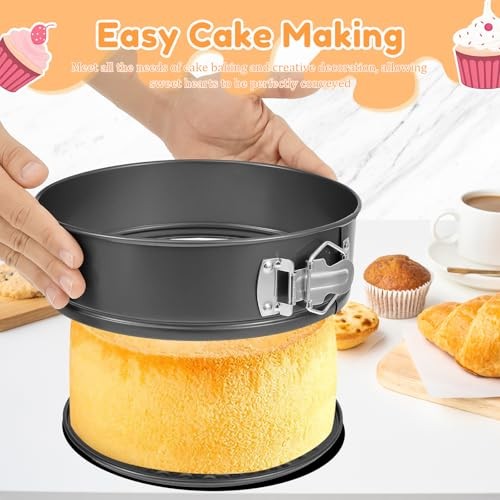 102Pcs Cake Pan Set Cake Decorating Kit with 3 Nonstick Round Springform Silver gallery