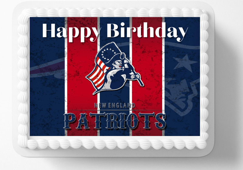 New England 1/4 sheet Edible Cake Topper Party Edible Cake Football Image