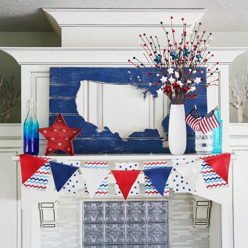 Ruidazon 12 Pcs Patriotic Picks Red White Blue Stars Flowers Spray For 4Th Of gallery
