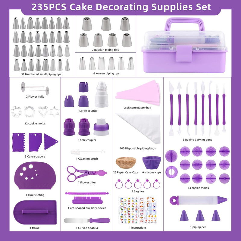 Cake Decorating Kit: Decorating Supplies Tools Kit 235 PCS Baking Accessories In gallery