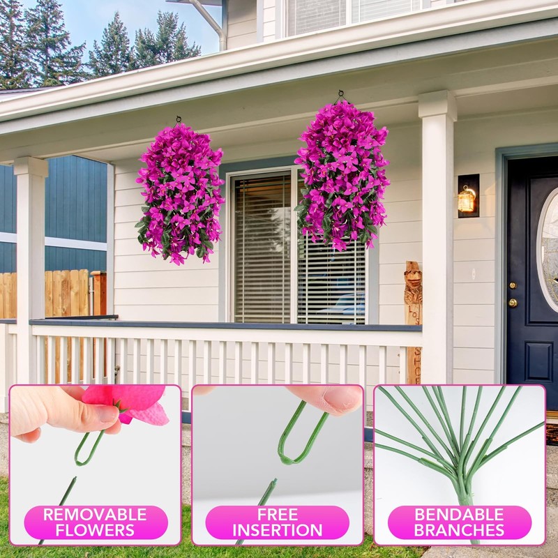 Alotiki Artificial Bougainvillea Flowers For Outdoor Plant4 Pcs Faux Hanging gallery