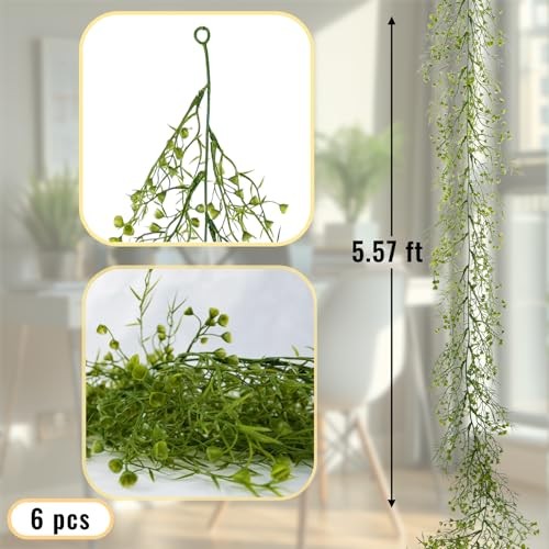 6 Pack 5.57ft Artificial Greenery Garland for Table, Faux Leaf 040-6 Pack gallery