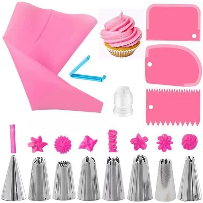 Silicone Piping Bags and Tips Set Stainless Steel Nozzles DIY Cake Decorating gallery