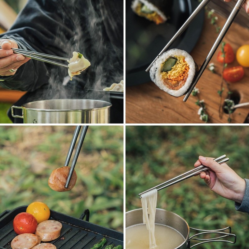 Titanium Chopsticks , Foldable Lightweight Reusable Camping Cutlery, Utensils... gallery