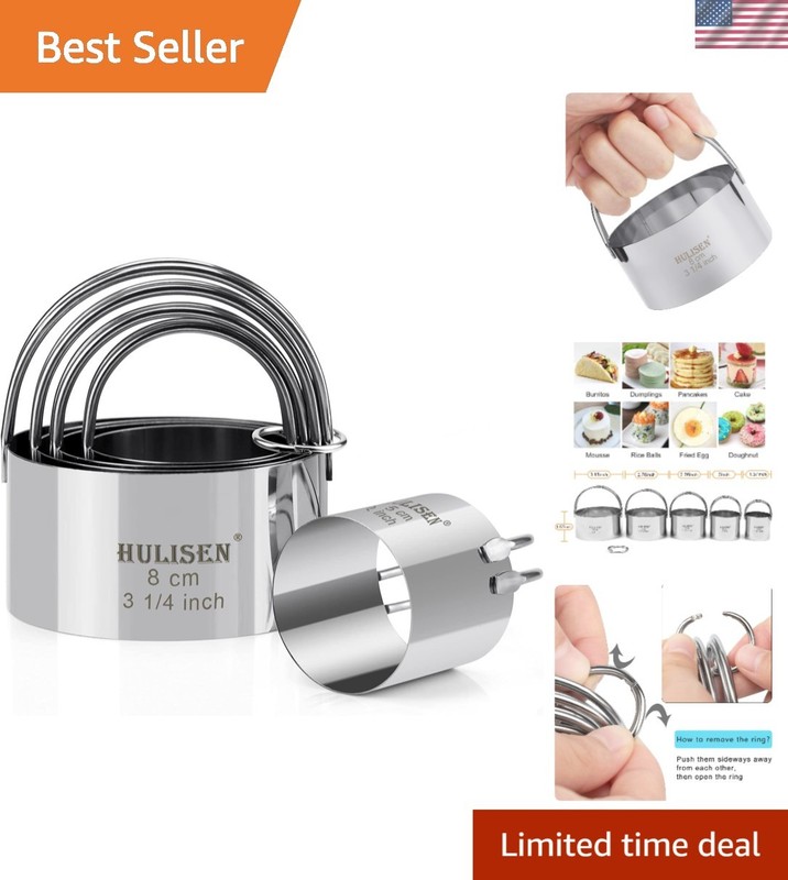 5-Piece Round Biscuit Cutter Set with Ergonomic Handles – Perfect Baking Gift