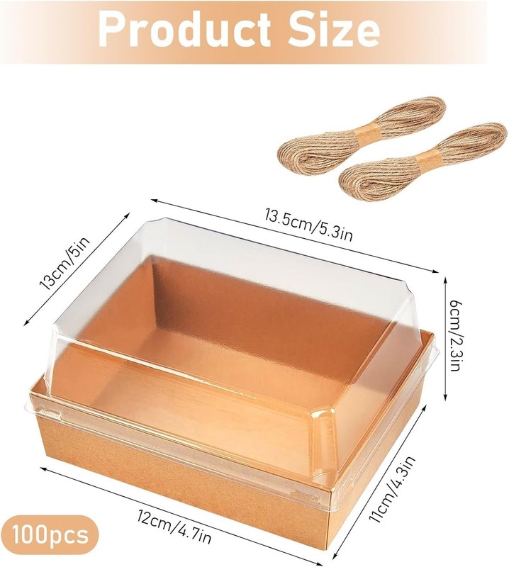 100 Pack Paper Charcuterie Boxes with Clear Lids,Disposable Kraft Bakery Boxe... gallery