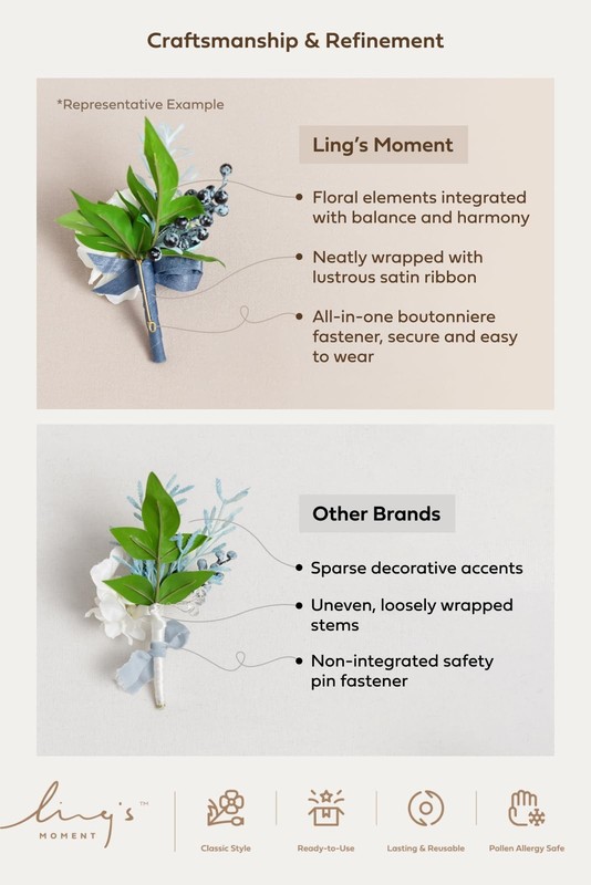 Ling'S Moment Lings Moment Boutonniere For Men 6Pcs Groom Groomsmen Boutonniere gallery