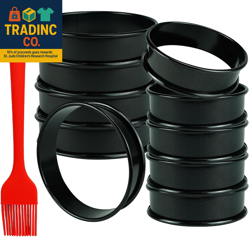 10 Pack Cookie Rings for Baking NONSTICK Upgrade Double Rolled Tart Rings, Cooki