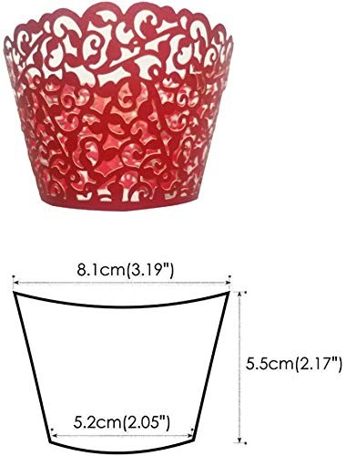 50 PCS Red Lace Hollow Out Cupcake Wrappers Laser Cut Liners Muffin Cups gallery