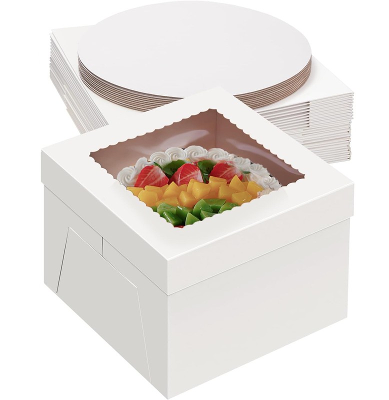 20Pack 10 Inch Cake Boxes With Cake Boards 10 boxes & 10 boards, 10X10X8 Inch…