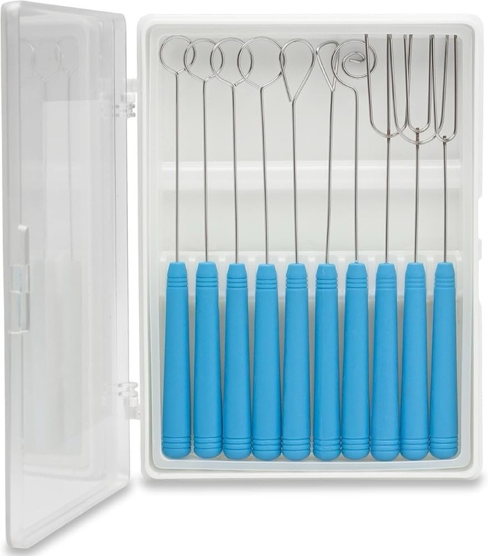Ateco 10pc Nonstick chocolatier Dipping Tool kitchen Set Stainless Steel w/ case gallery