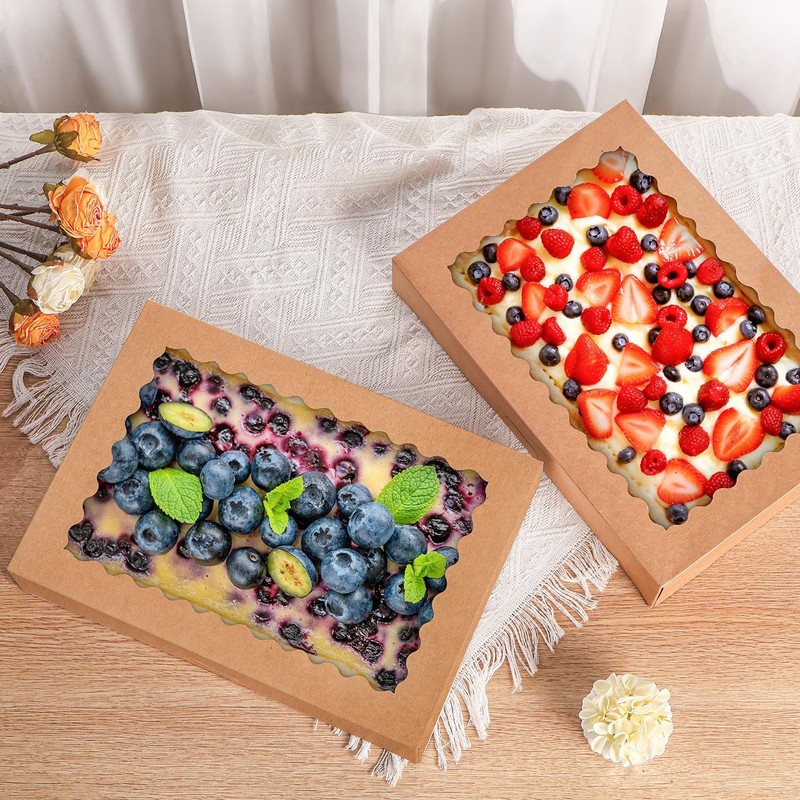 Cookie Boxes 9x6x2.5 Inch Large Window Bakery Pastry Brown 36 Pcs gallery