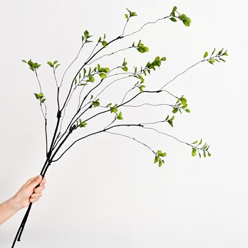 4PCS Artificial Ficus Branches for Vase, Fauxery Stems for Vase 4 Pcs Green gallery
