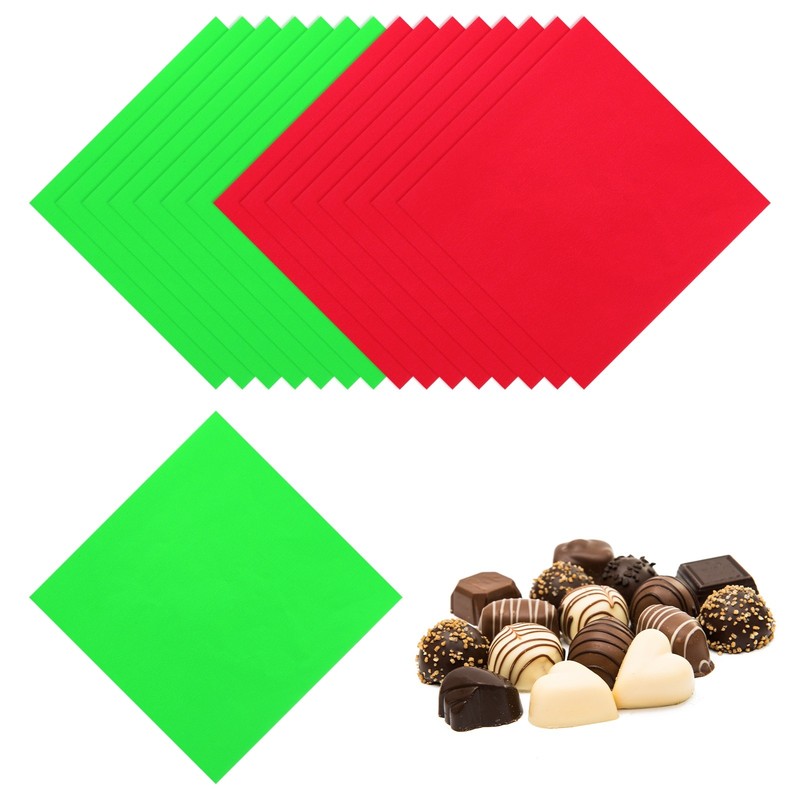 200 Pcs for Chocolates 7.87×7.87″ Red/Green