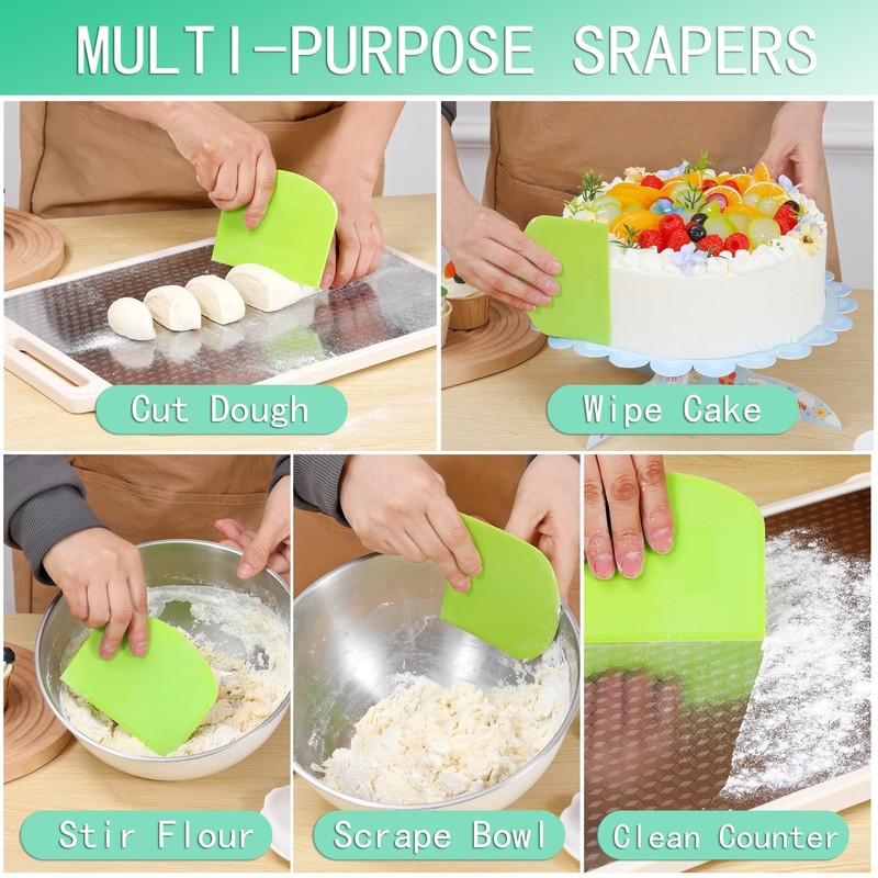 4 Pcs Dough Scraper，Bench Scraper,Multifunctional Kitchen Scraper Tool,for Br... gallery