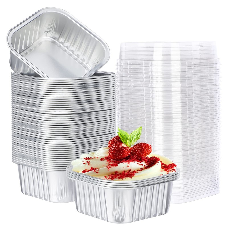 Cupcake Baking Cups with Lids 5oz 50pcs Silver Aluminum Foil Cupcake Liners R…