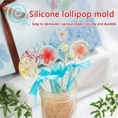 12 Capacity Silicone Lollipop Molds,Chocolate Hard Candy Mold with 50pcs 4 in... gallery