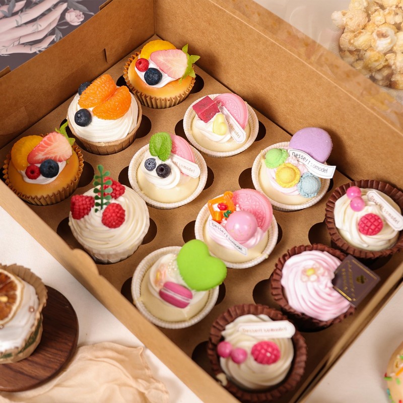 6 Pack Cupcake Boxes 12 Count Container Window Cardboard Food Grade Brown gallery