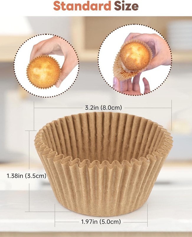 Non-stick 200pcs Standard Cupcake Liners for Baking, Natural, Food-grade Cupc... gallery