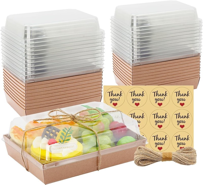 7x5x2.5 Charcuterie Box W/ Clear Lids Large Disposable Bakery Dessert Box