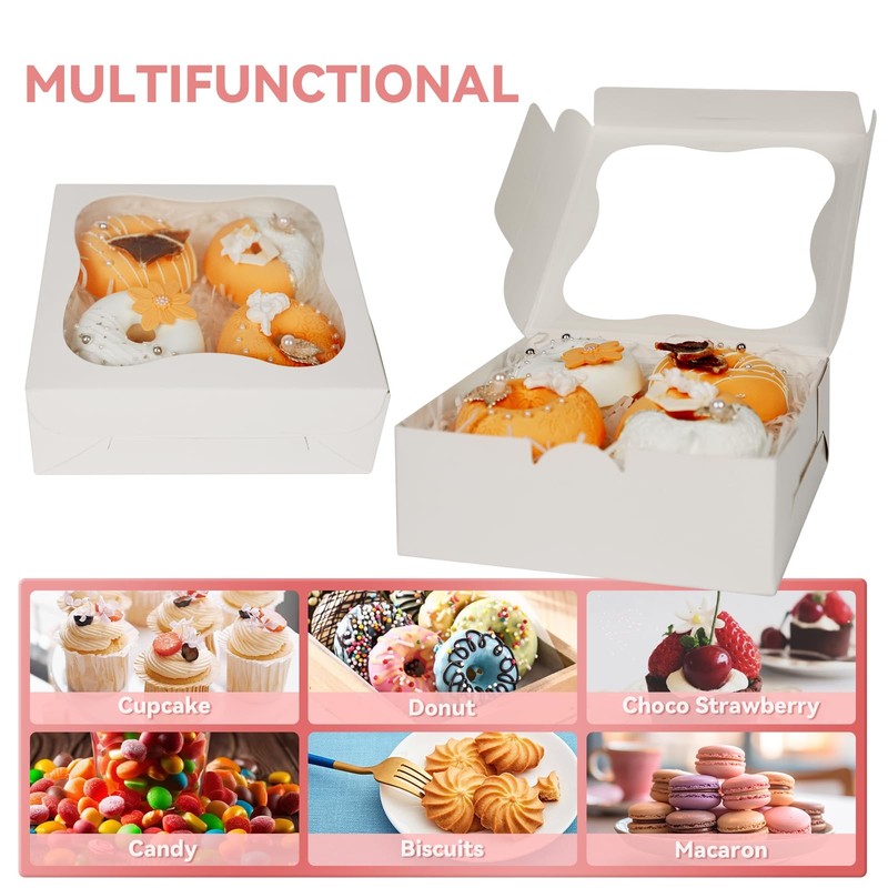 7x7x2.5" Gift Cake Boxes with Window 30 PCS Bakery Cookie Macaron Box gallery