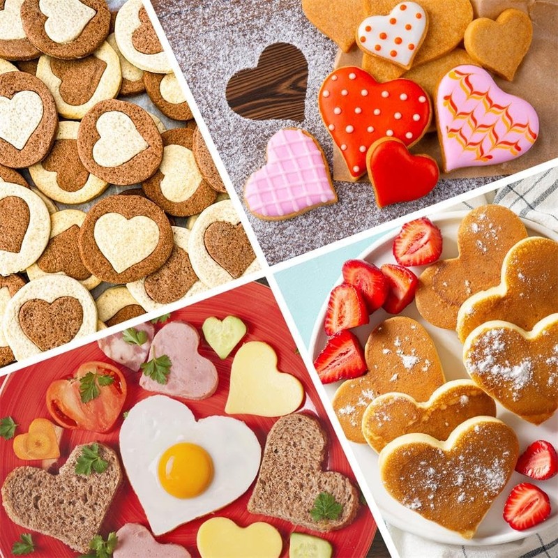 7PCS Heart Cookie Cutter Set Stainless Steel Valentine Sandwich Biscuit Mold gallery