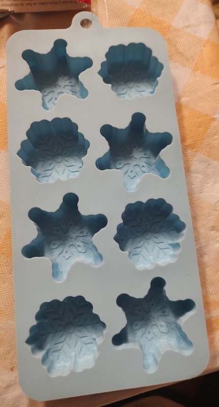 Celebrate It Light Blue Silicone Mold Christmas Bakeware Snowflakes& Starflakes