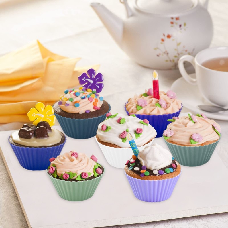 48 PCS Mini Reusable Silicone Cupcake Liners Muffin Baking Cups Food Grade gallery