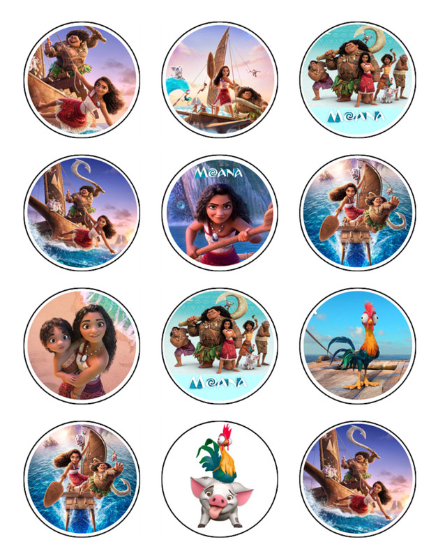 Moana 2 Edible Wafer Cake & Cupcake Toppers – Birthday Party Cake Decoration