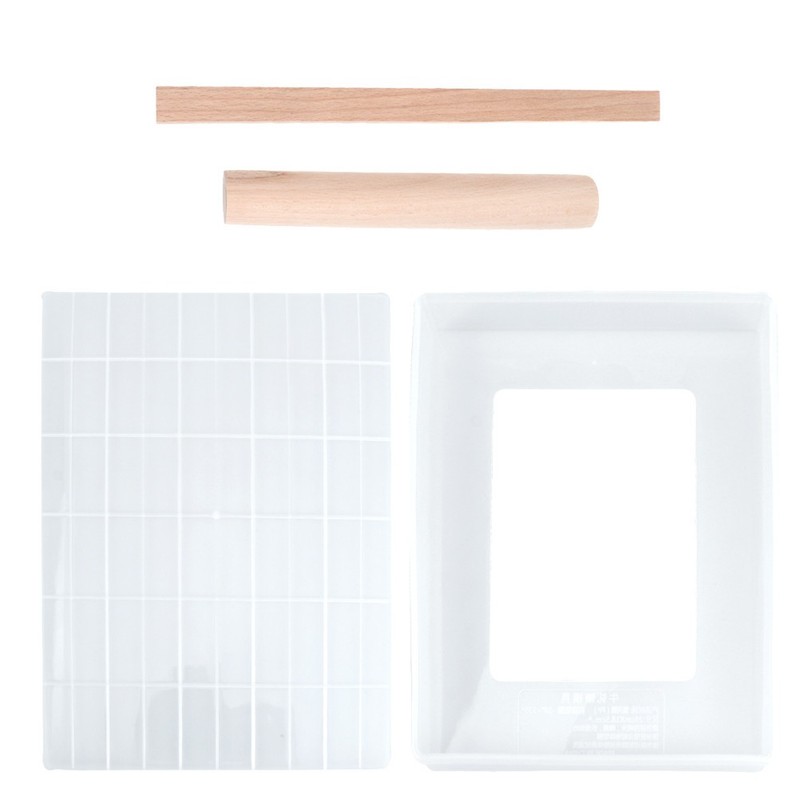 4Pcs Silicone Nougat Mold Set with Baking Plate Rolling Pin Nonstick White