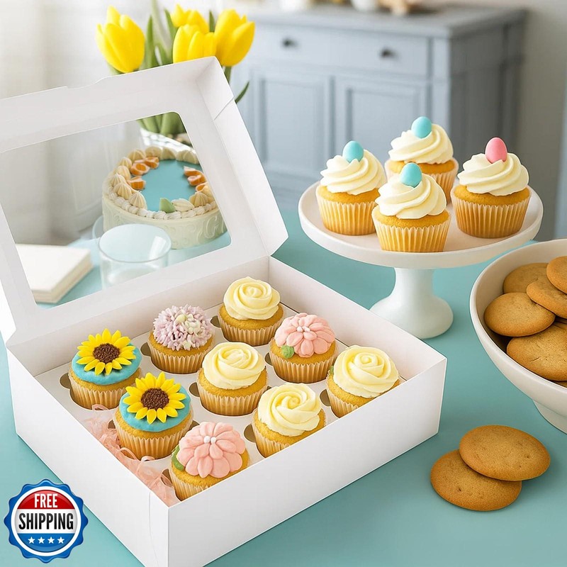 VGOODALL 12 Count Cupcake Boxes, 6PCS Cupcake Container with Wind gallery