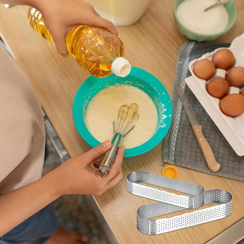 Stainless Steel Perforated Tart Rings Oval 5 Inch Baking Molds 12 PCS gallery