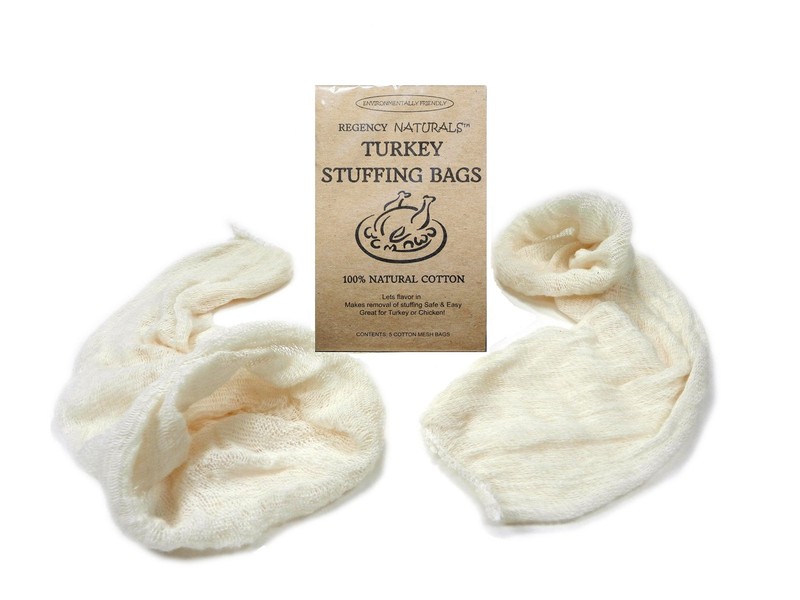 Regency Wraps Turkey Stuffing Bags, 100% Cotton Mesh Bag Pack of 2, Natural