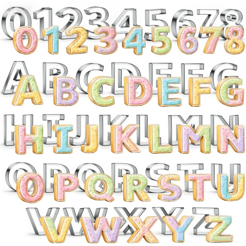 FillTouch 35 Pcs 3 Inch Large Alphabet & Number Letter Cookie Cutters Stainle…