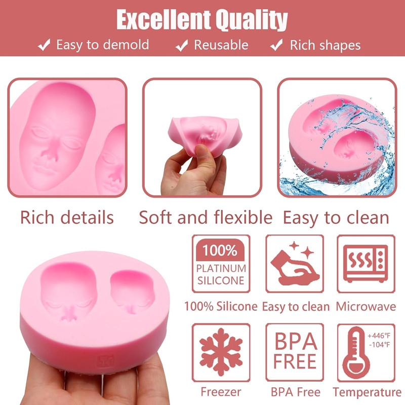 Human Face Silicone Mold, Doll Head Fondant Mold for Chocolate Cake Decoration C gallery