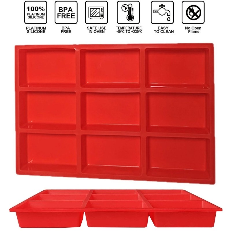 9 Piece Rectangular Silicone Baking Molds Set for Various Cake Chocolate Recipes gallery