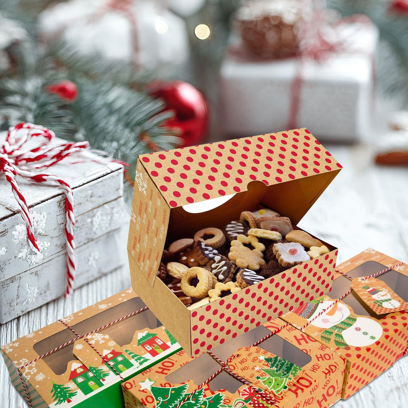 12 Pcs Christmas Cookie Boxes with Window, Christmas Bakery Treat Boxes for Gift gallery