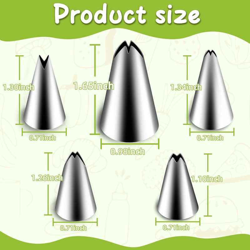 5 Pieces Leaf Piping Tips Stainless Steel Cake Decorating Fits 67 68 70 352 113 gallery